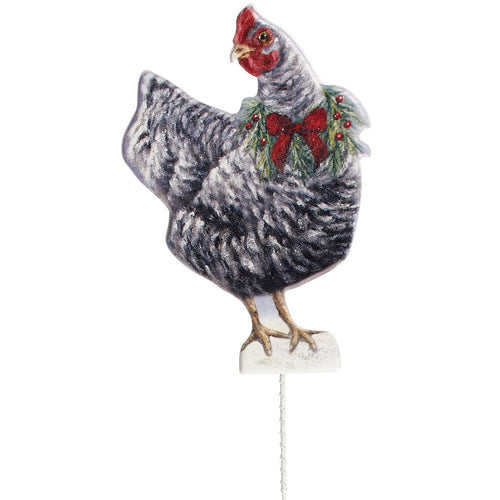 Christmas Chicken Garden Pick