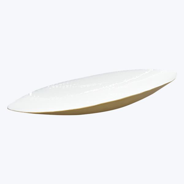 Metal Plate, Enamel White with Gold Bottom