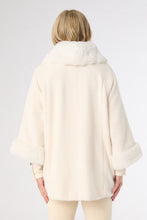 Janara 3/4 Sleeve Button Wrap with Faux Fur Trim - Winter White