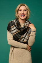 Plaid Triangle Wrap + Bracelet - Black
