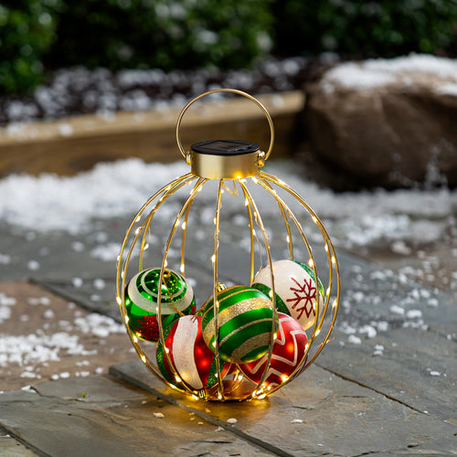 Joyful Traditions Outdoor Lamp & Lighting, Solar Lantern, Round Ornament, 12