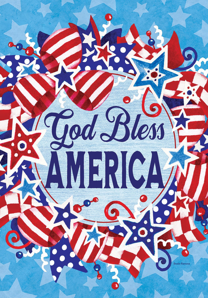 God Bless Wreath-Garden Flag