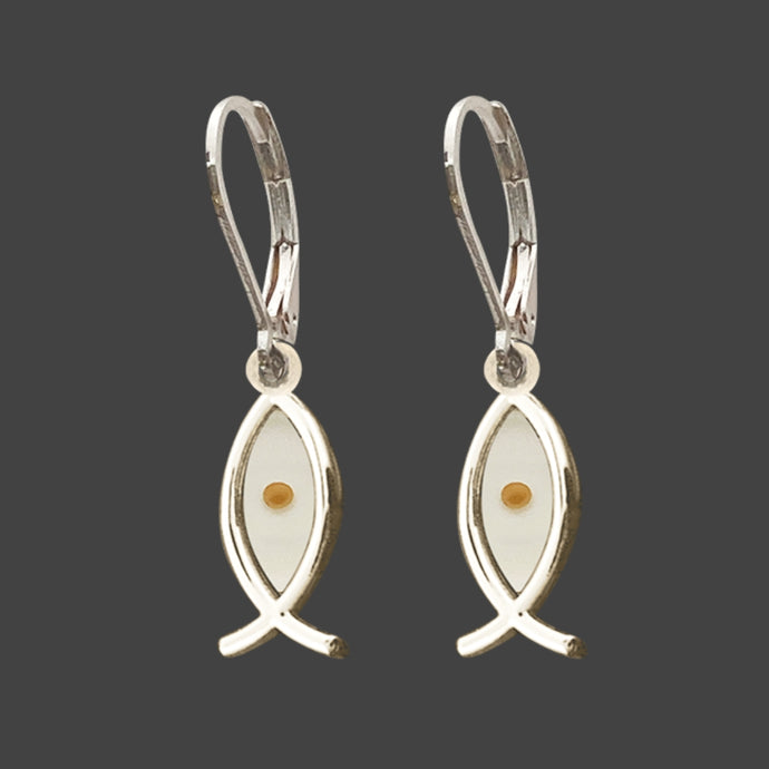 The Christian Fish Mustard Seed Lever Back Earrings