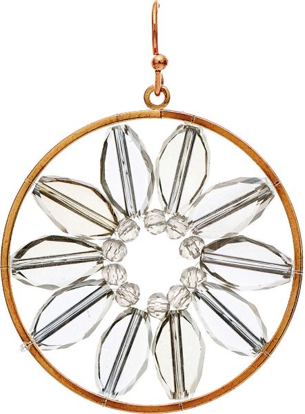 Gold White Glass Sparkly Flowers Earring