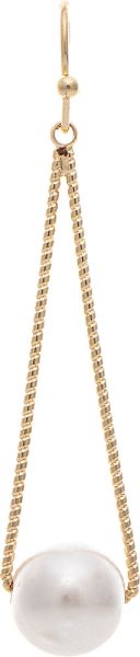 Gold Faux Pearl Trapeze Earring