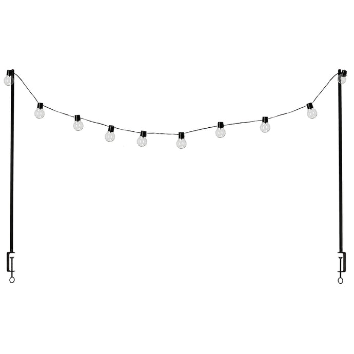 Table Clamps w/Set of 10 Solar Lights, Black