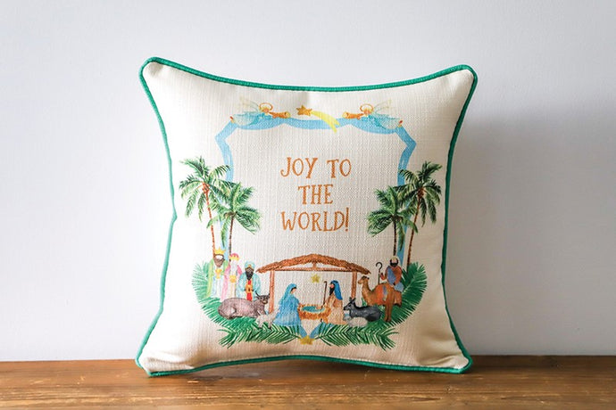 Joy to the World Nativity Pillow