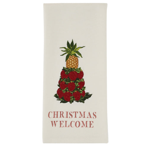 Christmas Welcome Embroidered Dishtowel