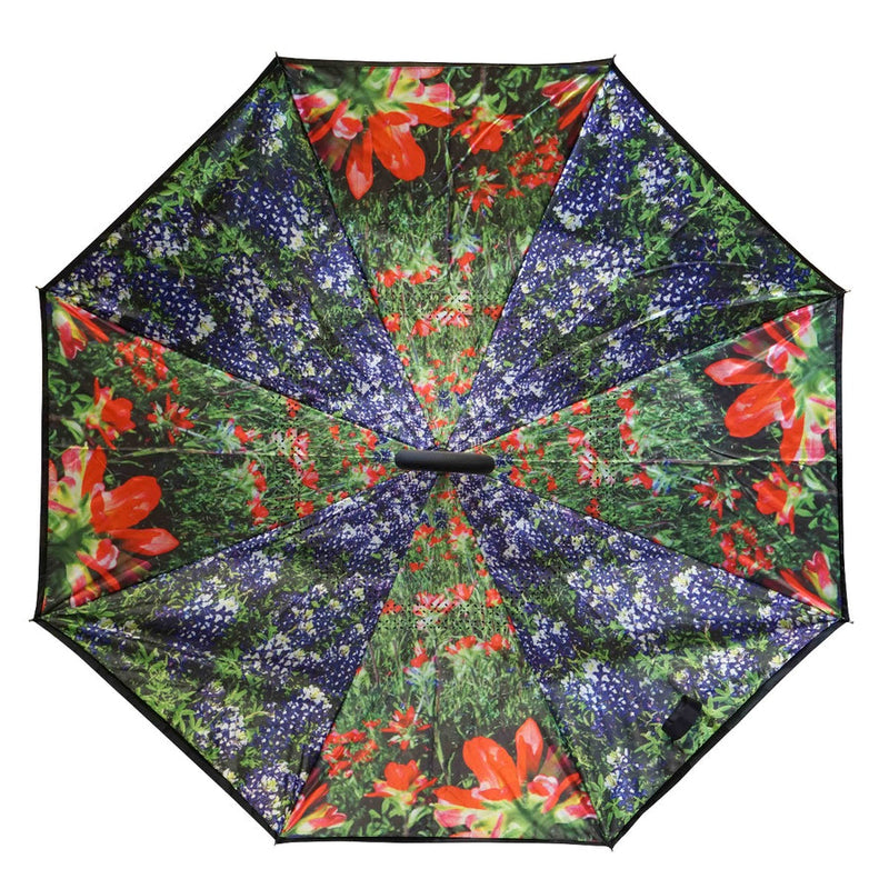 Topsy Turvy Umbrella Blue Bonnet Wild Flowers