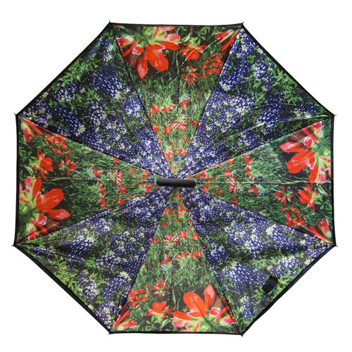 Topsy Turvy Umbrella Blue Bonnet Wild Flowers