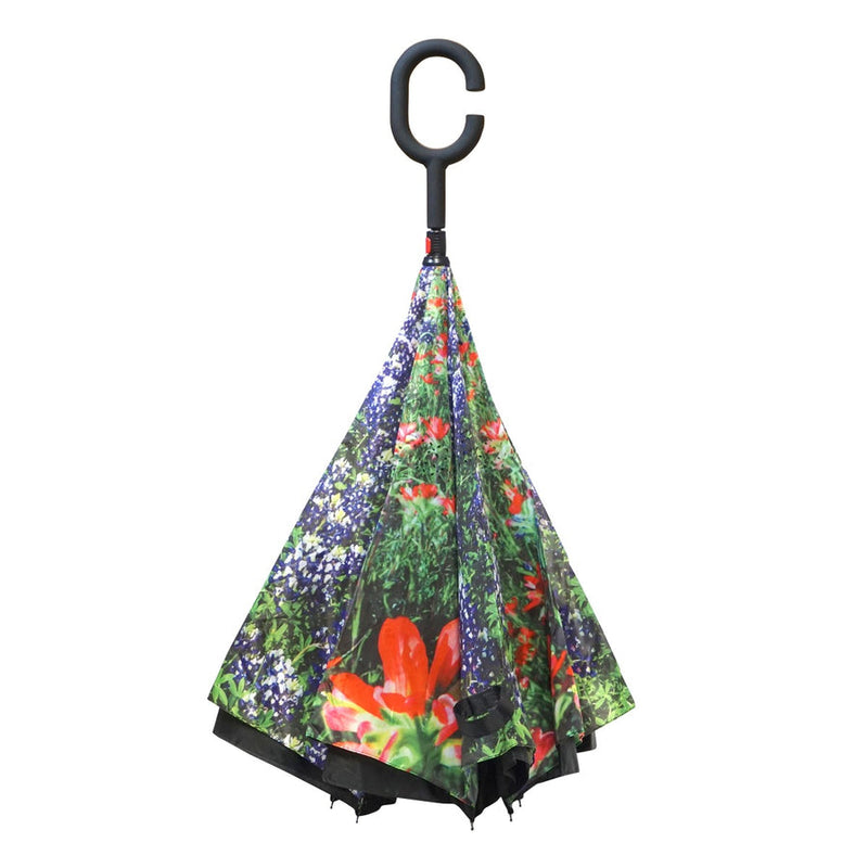 Topsy Turvy Umbrella Blue Bonnet Wild Flowers