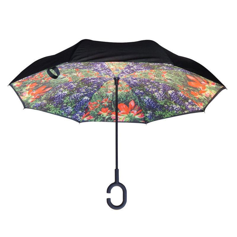 Topsy Turvy Umbrella Blue Bonnet Wild Flowers
