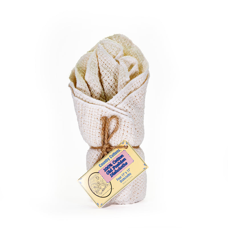 100% Cotton Old Fashion Dishcloths | Set of 4: 4 Natural