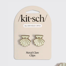 Metal Clam Shell Hair Clip 2pc Set - Gold & Pearlized Cream