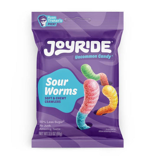 Joyride Low Sugar Sour Worm Crawlers Candy 3.5 oz