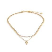 Layered Cross Gold Necklace 18in
