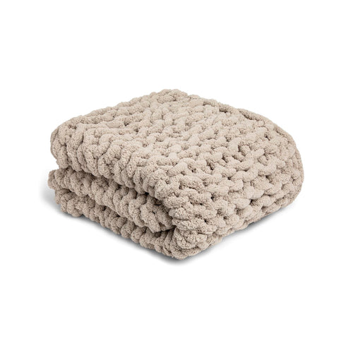 Chunky Knit Taupe Throw Blanket - 65x70in