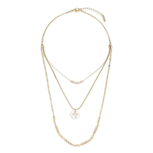 Beaded Prayer Champagne Necklace - 24in