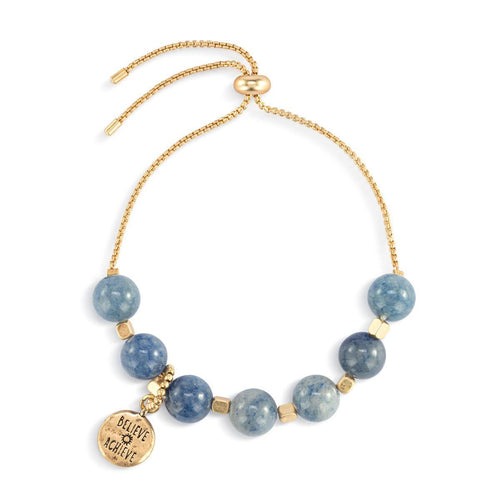 7 Days Tracker Indigo and Gold Bracelet - 9.5in