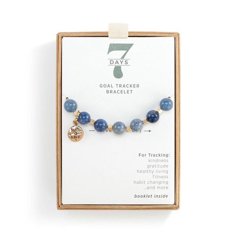 7 Days Tracker Indigo and Gold Bracelet - 9.5in