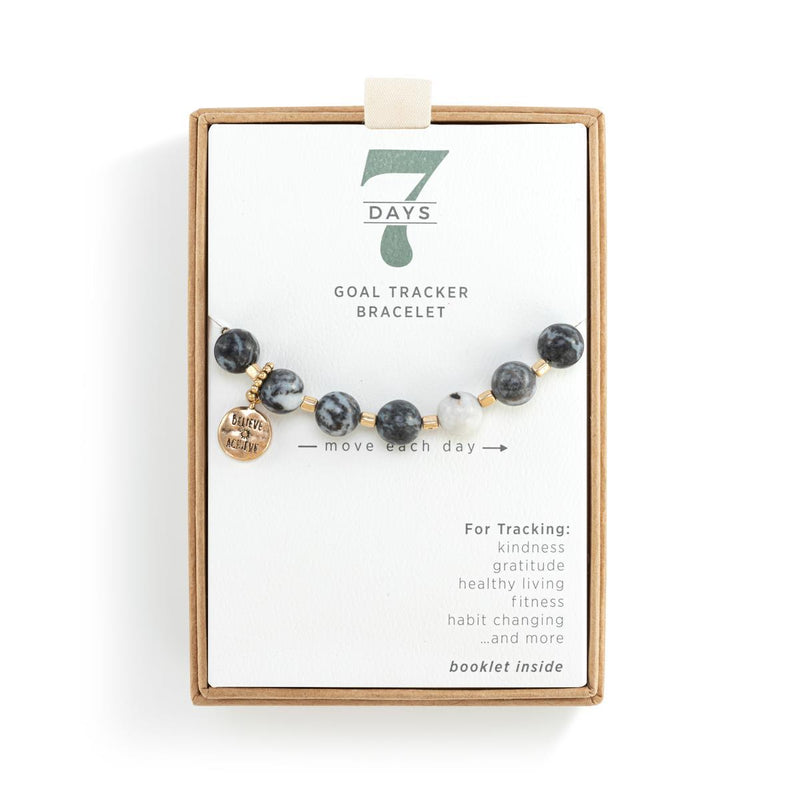 7 Days Tracker Black and Gold Bracelet - 9.5in
