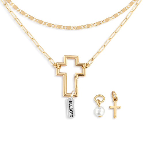 Faith Gold Necklace Jewelry Set - 18in