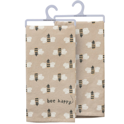 Block Print Bee Happy Kitchen Towel