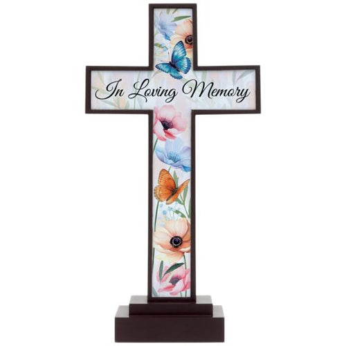 In Loving Memory LED Pedestal Crosses