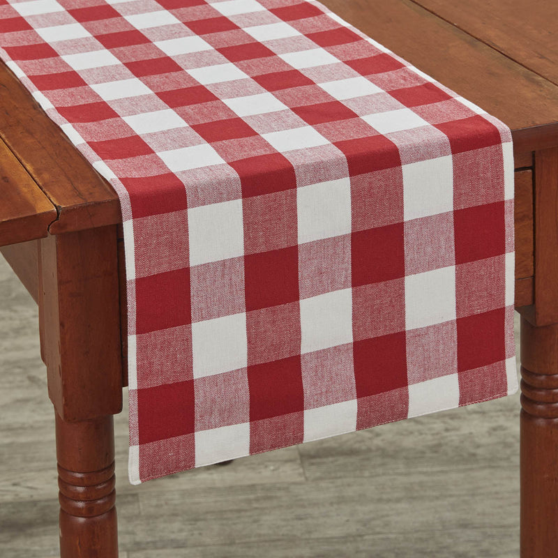 Wicklow Check Backed Table Runner 36"L- Red & Cream