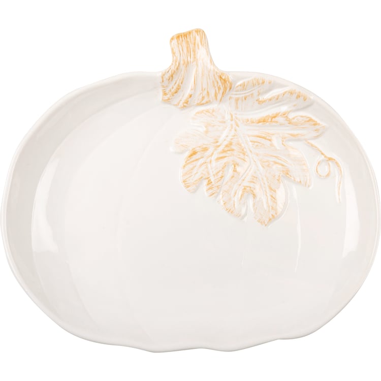 Large White Ceramic Pumpkin Plate