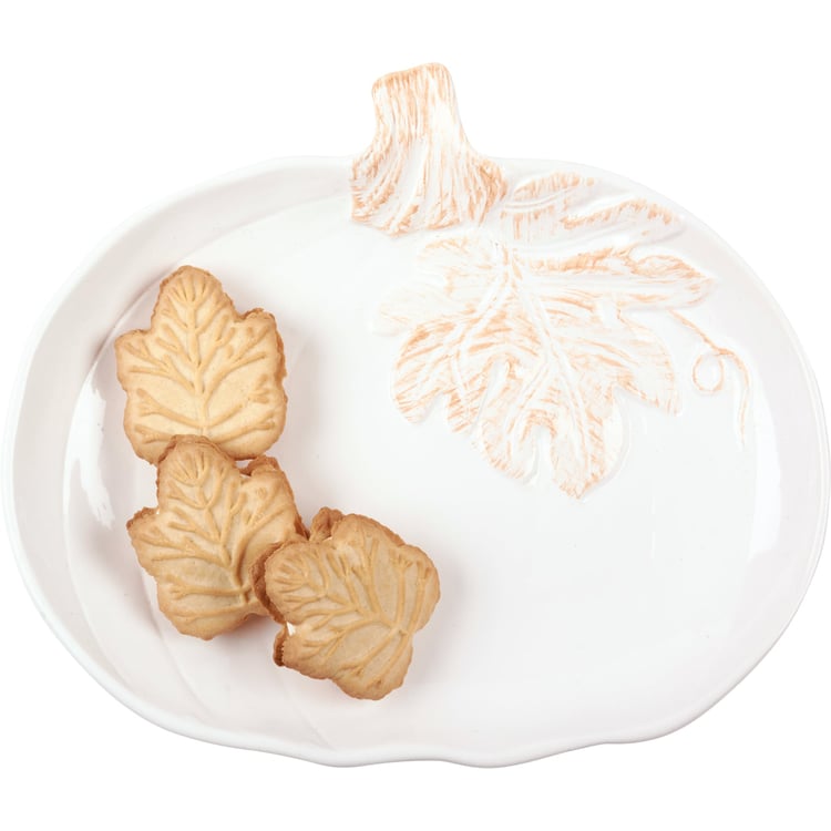Large White Ceramic Pumpkin Plate