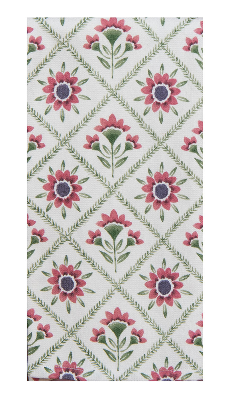 Mulberry Bloom Block Print Kitchen Towel