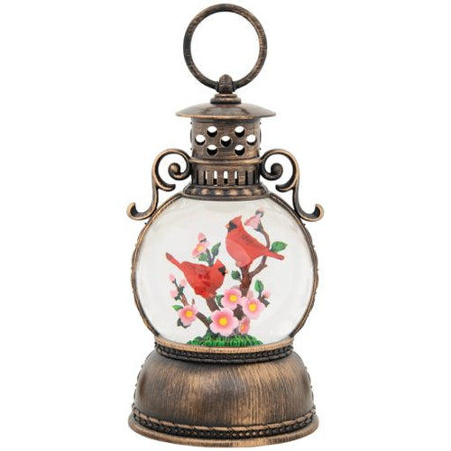 Cardinal Globe Water Glitter Lantern