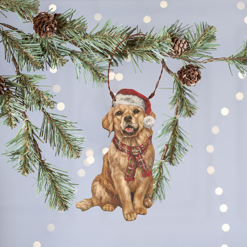 Golden Retriever Santa Ornament