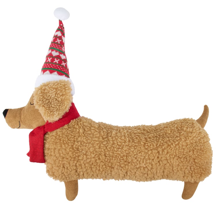 Winter Dachshund Shaped Pillow