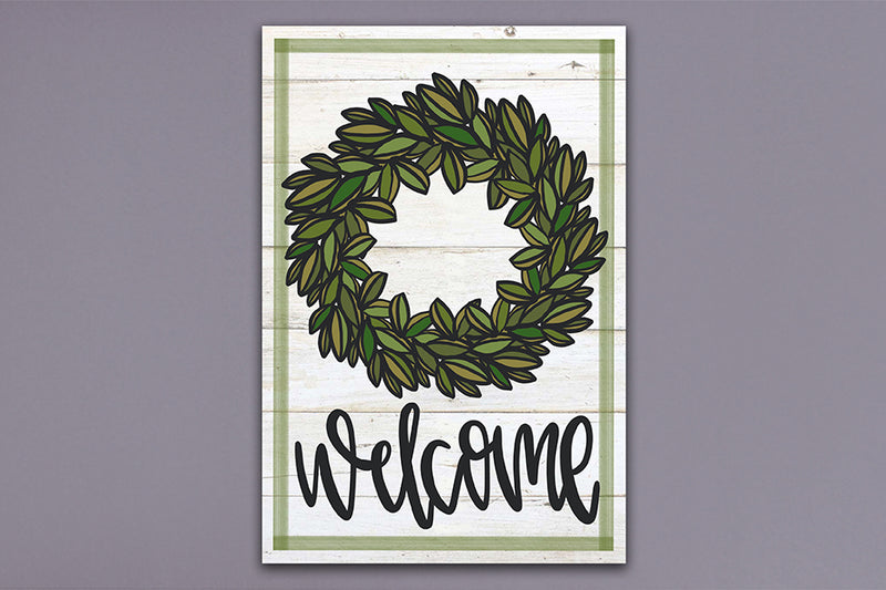 Welcome Wreath Garden Flag