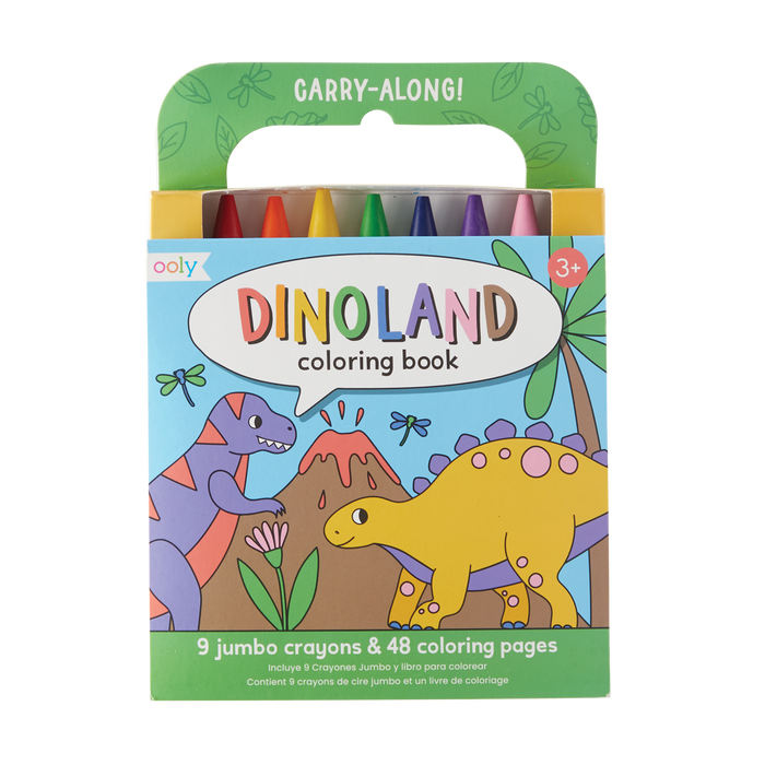 Carry Along! Coloring Book and Crayon Set - Dinoland - Set of 9 Crayons