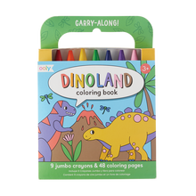 Carry Along! Coloring Book and Crayon Set - Dinoland - Set of 9 Crayons