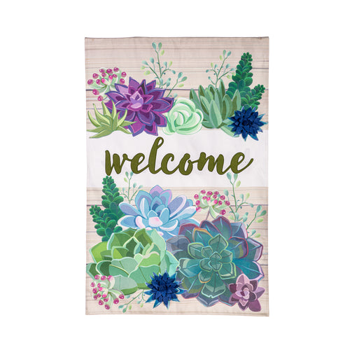 Large Flag | Succulent Burlap House Flag