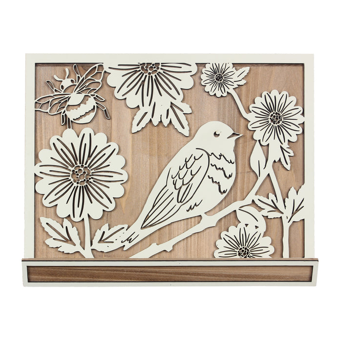 Wood Laser-Cut Botanical Design Book Place Holder