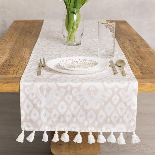 Table Runner with Tassels Fringe Neutral