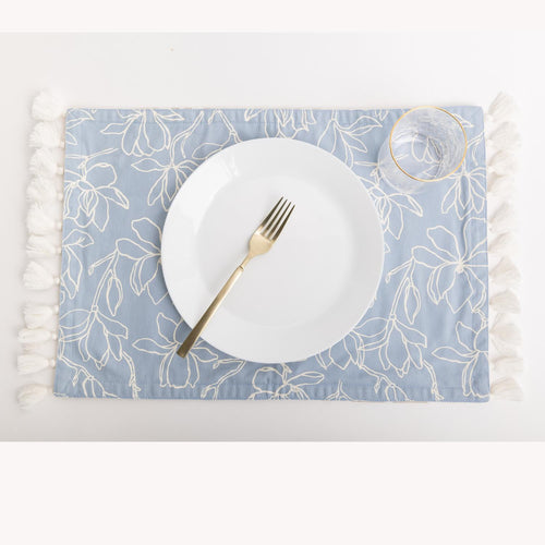 Placemats with Tassels Magnolia Blue