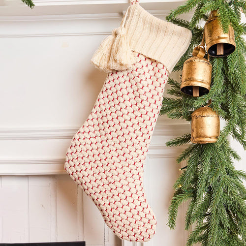 Stocking Knit Red & White Lurex