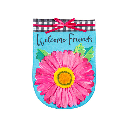 Garden Flag | Welcome Friends Daisy Burlap Garden Flag