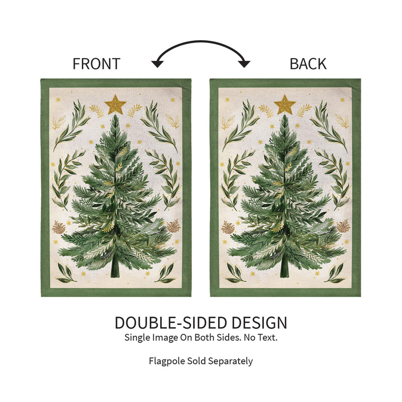 Christmas Tree With Acorn Burlap Garden Flag
