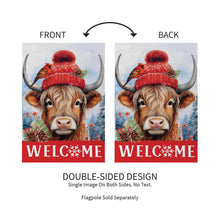 Bundled Up Highland Cow Suede Garden Flag