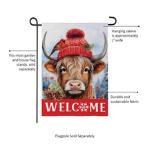 Bundled Up Highland Cow Suede Garden Flag