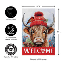 Bundled Up Highland Cow Suede Garden Flag