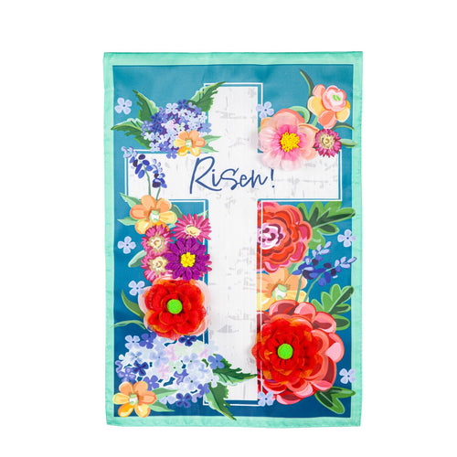Garden Flag | Floral Easter Cross Applique Garden Flag