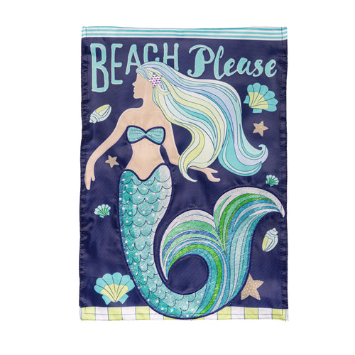 Mermaid Beach Applique Garden Flag